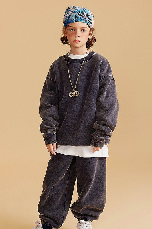 Waynew 355G Heavyweight Fleece Crew Neck Kids Sweatshirt