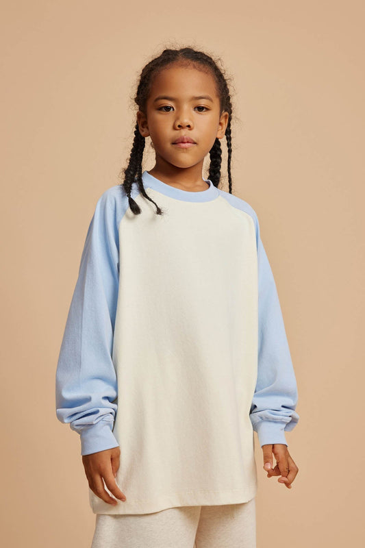 Waynew 285G Color Block Cotton Kids Long-Sleeved T-Shirt