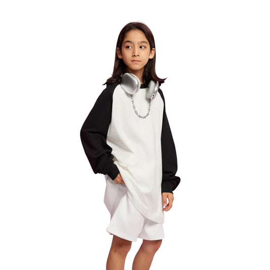 Waynew 285G Color Block Cotton Kids Long-Sleeved T-Shirt
