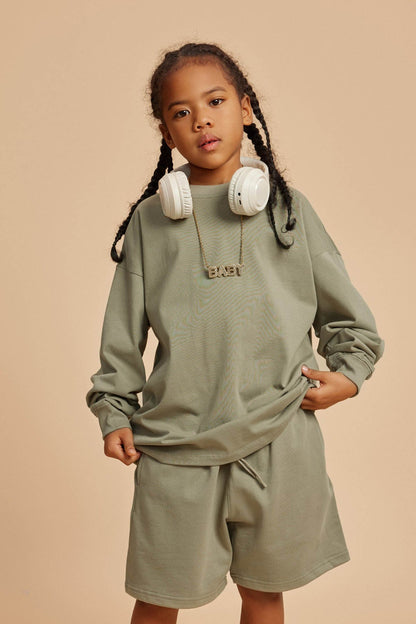 Waynew  Kids 305g Heavyweight Cotton Long-Sleeved T-Shirt