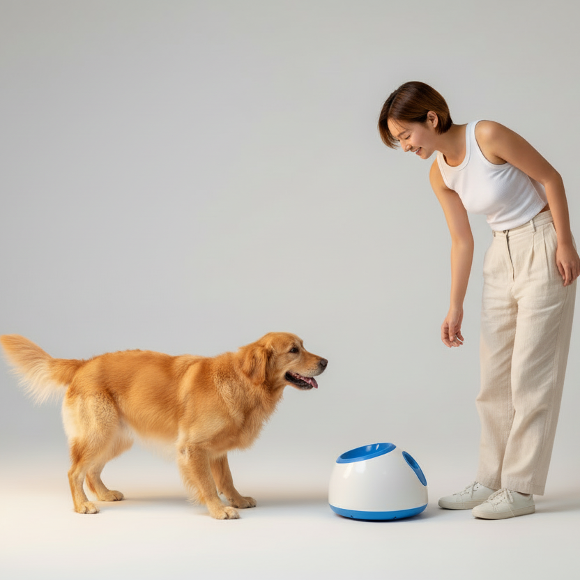 Waynew Smart Automatic Dog Ball Launcher - Interactive Heavy-Duty Pet Toy with Adjustable Distance Settings