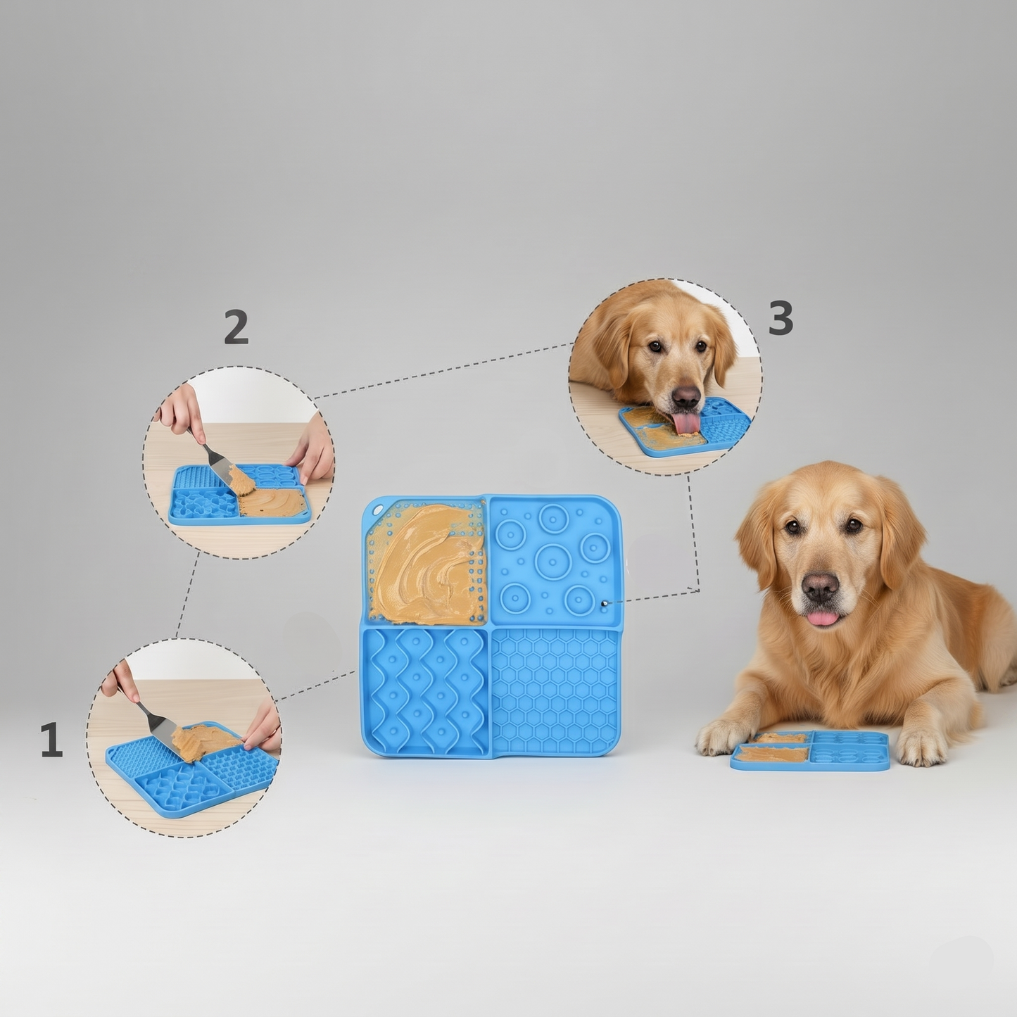 Waynew Anti-Slip Silicone Lick Mat for Dogs & Cats - Food-Grade Slow Feeder and Boredom Buster with Strong Suction Base