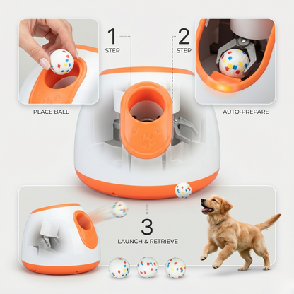 Waynew Smart Automatic Dog Ball Launcher - Interactive Heavy-Duty Pet Toy with Adjustable Distance Settings