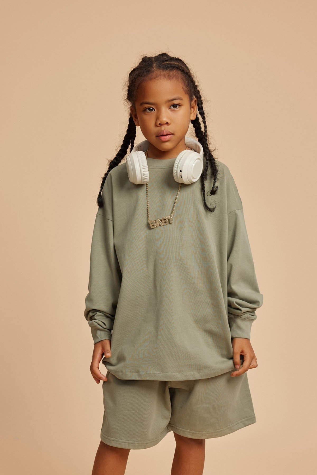 Waynew  Kids 305g Heavyweight Cotton Long-Sleeved T-Shirt